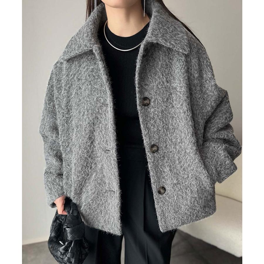 【 クラシカルエルフ classical elf 】ジャケット レディース 秋 アウター コート リングシャギー ショート丈 コクーンシルエット ふんわり | classicalelf | 08
