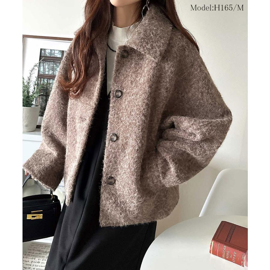 【 クラシカルエルフ classical elf 】ジャケット レディース 秋 アウター コート リングシャギー ショート丈 コクーンシルエット ふんわり | classicalelf | 09