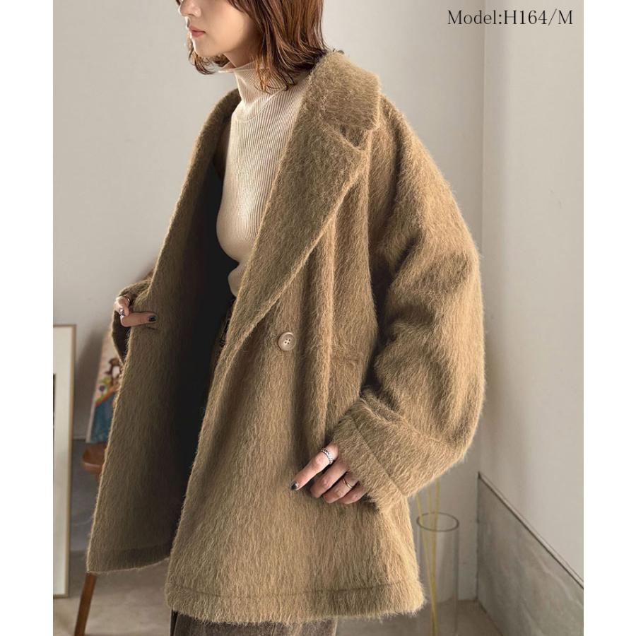 【 クラシカルエルフ classical elf 】 ピーコート レディース 大きいサイズ アウター ジャケット コート 2way シャギー ダブル ビックカラー | classicalelf | 11