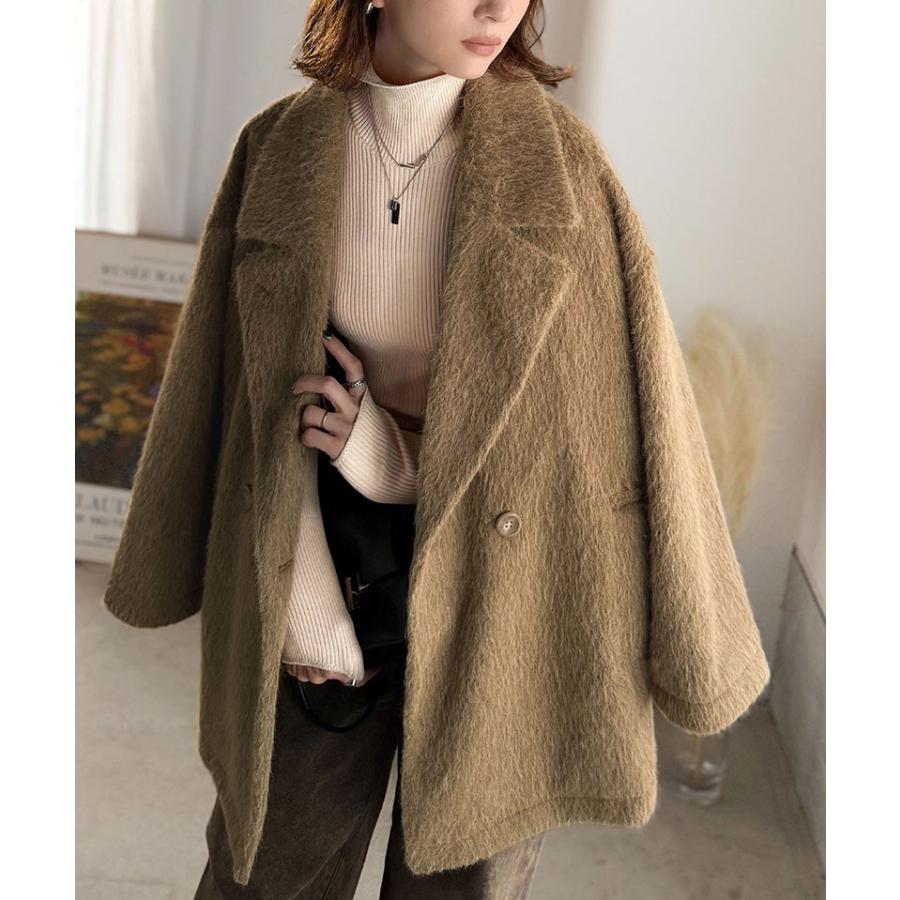 【 クラシカルエルフ classical elf 】 ピーコート レディース 大きいサイズ アウター ジャケット コート 2way シャギー ダブル ビックカラー | classicalelf | 12