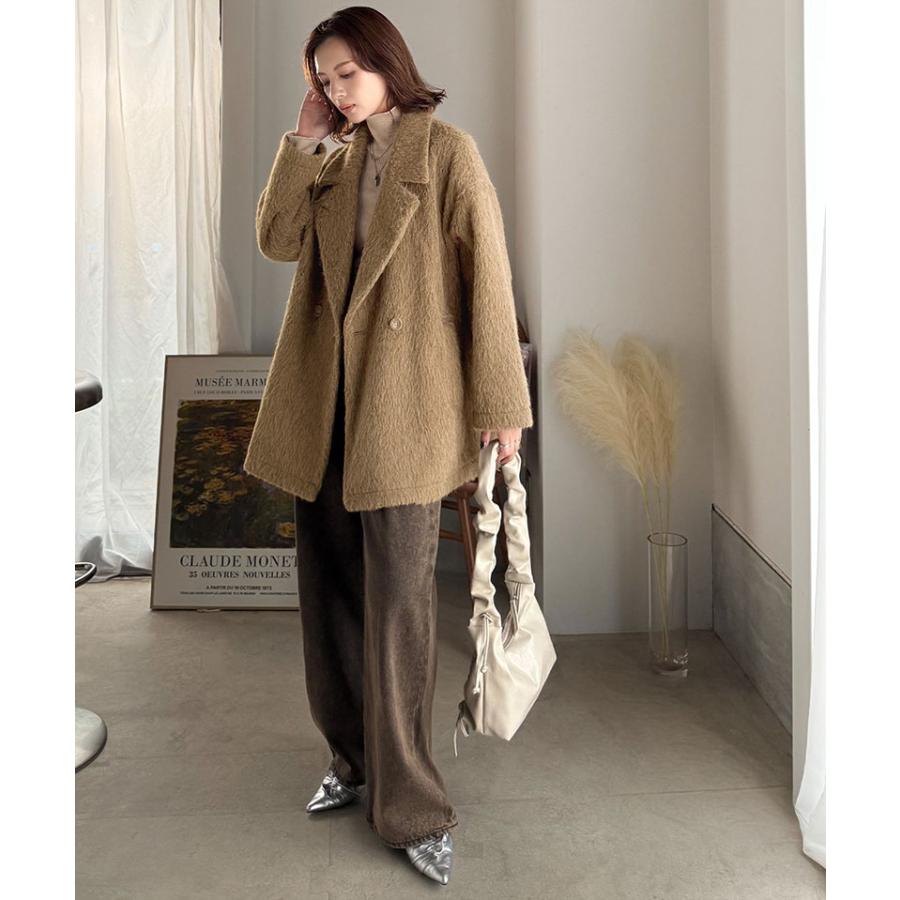 【 クラシカルエルフ classical elf 】 ピーコート レディース 大きいサイズ アウター ジャケット コート 2way シャギー ダブル ビックカラー | classicalelf | 15