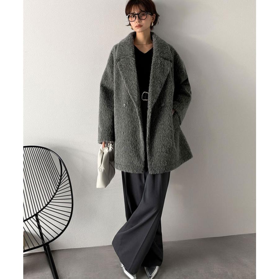 【 クラシカルエルフ classical elf 】 ピーコート レディース 大きいサイズ アウター ジャケット コート 2way シャギー ダブル ビックカラー | classicalelf | 03