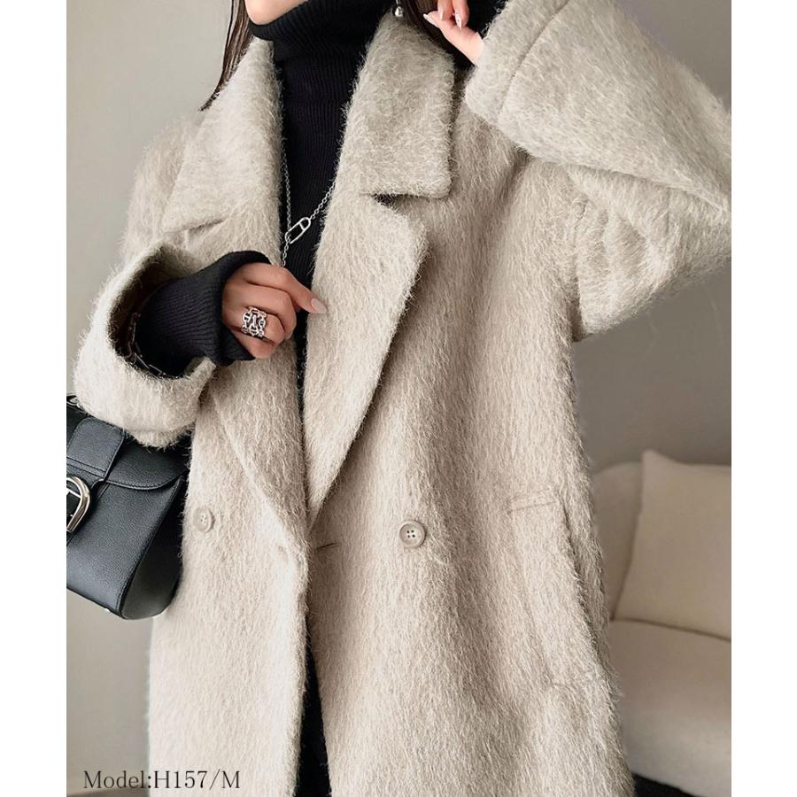 【 クラシカルエルフ classical elf 】 ピーコート レディース 大きいサイズ アウター ジャケット コート 2way シャギー ダブル ビックカラー | classicalelf | 07