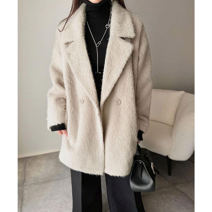 【 クラシカルエルフ classical elf 】 ピーコート レディース 大きいサイズ アウター ジャケット コート 2way シャギー ダブル ビックカラー | classicalelf | 08