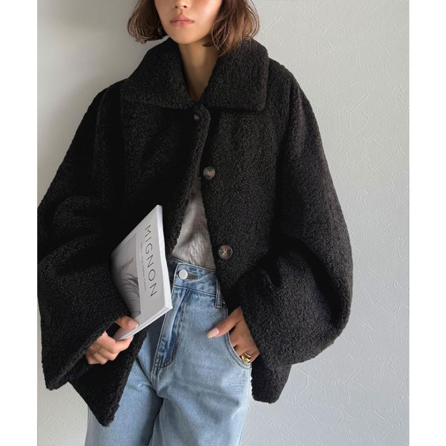 【 クラシカルエルフ classical elf 】ジャケット レディース 秋 アウター ふんわり 軽やか コクーン シルエット テディベア ボア ブルゾン | classicalelf | 04