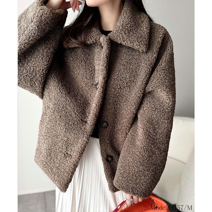 【 クラシカルエルフ classical elf 】ジャケット レディース 秋 アウター ふんわり 軽やか コクーン シルエット テディベア ボア ブルゾン | classicalelf | 06