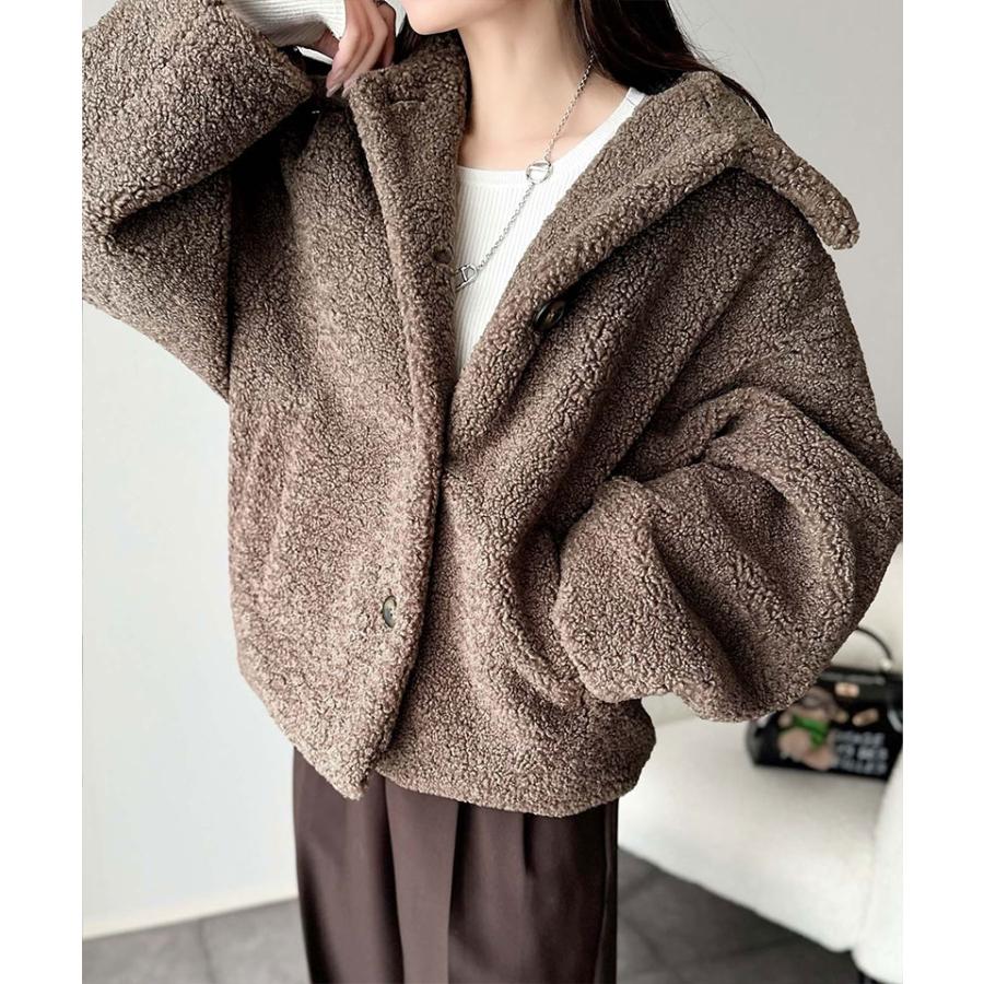 【 クラシカルエルフ classical elf 】ジャケット レディース 秋 アウター ふんわり 軽やか コクーン シルエット テディベア ボア ブルゾン | classicalelf | 08