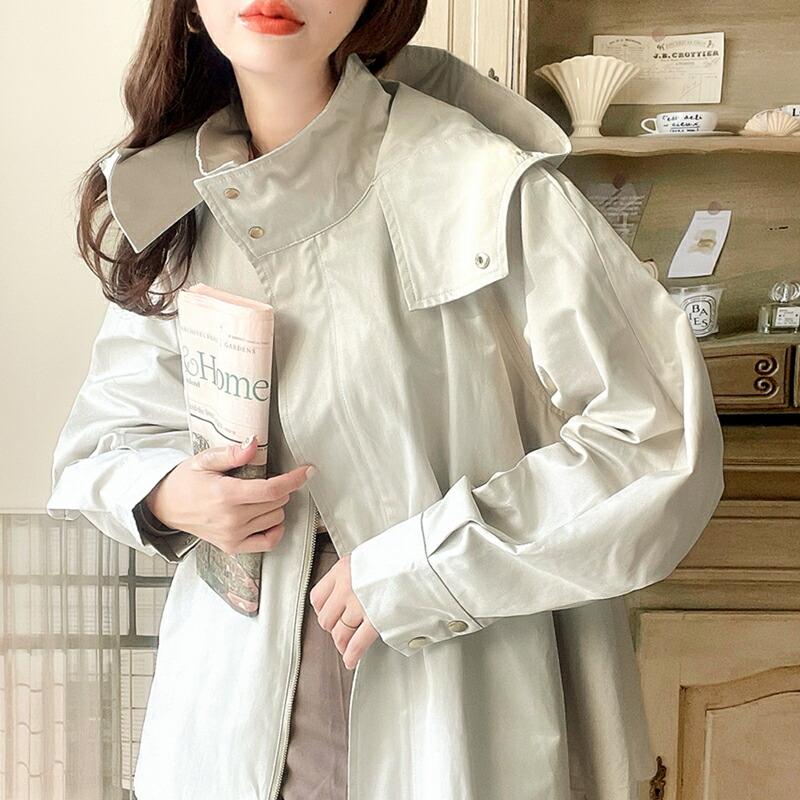 アウター ジャケット レディース スタンド カラー マウンテンパーカー ビッグシルエット レイヤードコーデ アウトドア 旅行 デイリー 羽織り | classicalelf | 18