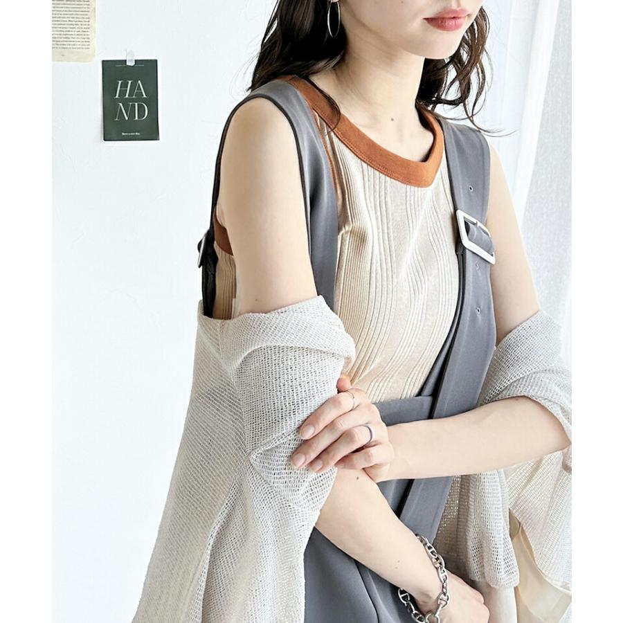 【sustaina+】トップス タンクトップ レディース オーガニックコットン 配色 リブ ランダム テレコ アソート アメリカンスリーブ タンクトップ | classicalelf | 11