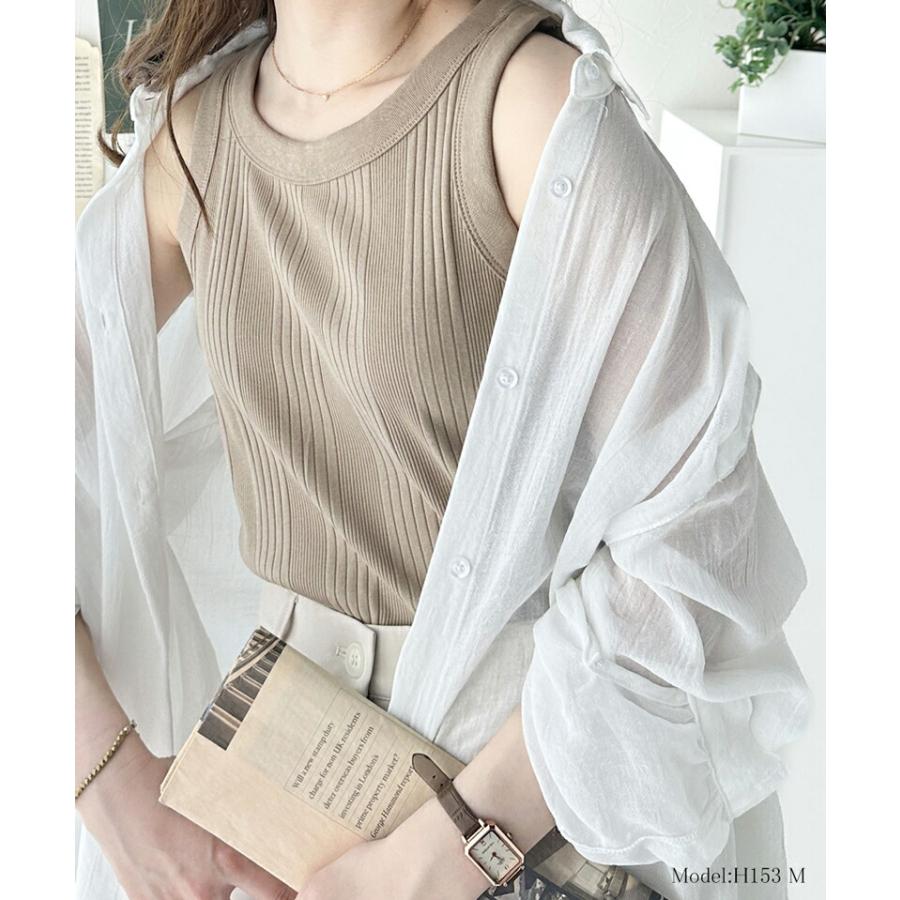 【sustaina+】トップス タンクトップ レディース オーガニックコットン 配色 リブ ランダム テレコ アソート アメリカンスリーブ タンクトップ | classicalelf | 14