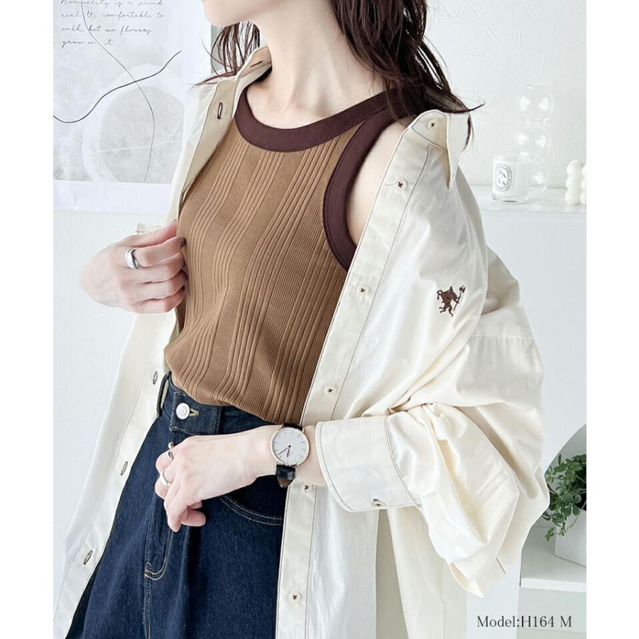 【sustaina+】トップス タンクトップ レディース オーガニックコットン 配色 リブ ランダム テレコ アソート アメリカンスリーブ タンクトップ | classicalelf | 04