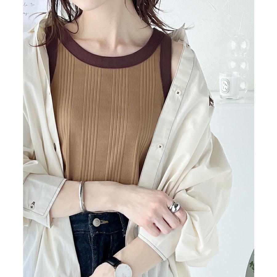 【sustaina+】トップス タンクトップ レディース オーガニックコットン 配色 リブ ランダム テレコ アソート アメリカンスリーブ タンクトップ | classicalelf | 05