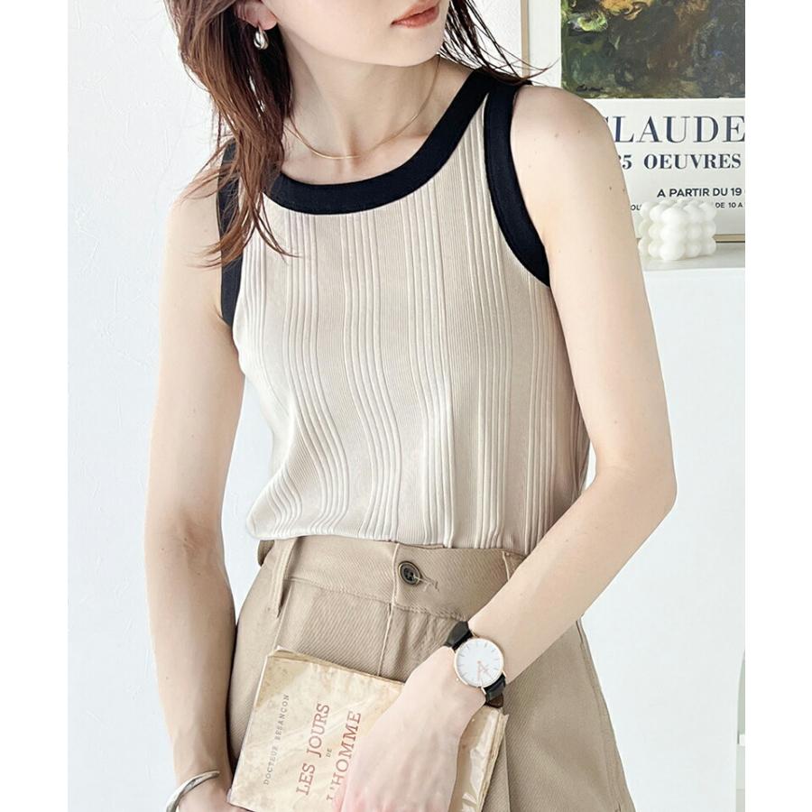 【sustaina+】トップス タンクトップ レディース オーガニックコットン 配色 リブ ランダム テレコ アソート アメリカンスリーブ タンクトップ | classicalelf | 09