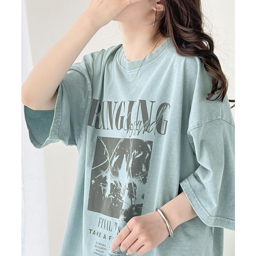 トップス Ｔシャツ レディース 綿100% 前後 2way レトロ ヴィンテージ 加工 アシッド ウォッシュ Tee メンズライク ゆったり ビッグシルエット | classicalelf | 11