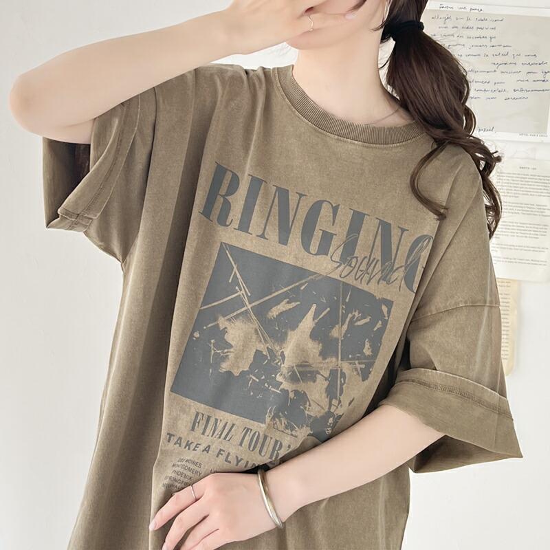 トップス Ｔシャツ レディース 綿100% 前後 2way レトロ ヴィンテージ 加工 アシッド ウォッシュ Tee メンズライク ゆったり ビッグシルエット | classicalelf | 18