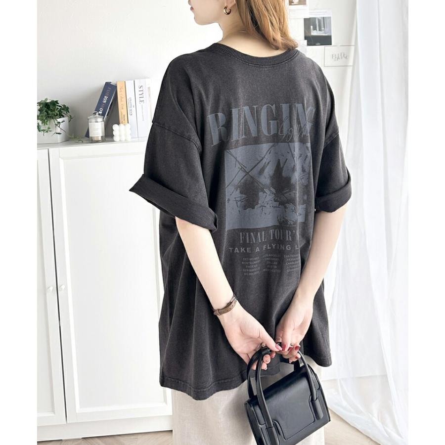 トップス Ｔシャツ レディース 綿100% 前後 2way レトロ ヴィンテージ 加工 アシッド ウォッシュ Tee メンズライク ゆったり ビッグシルエット | classicalelf | 05