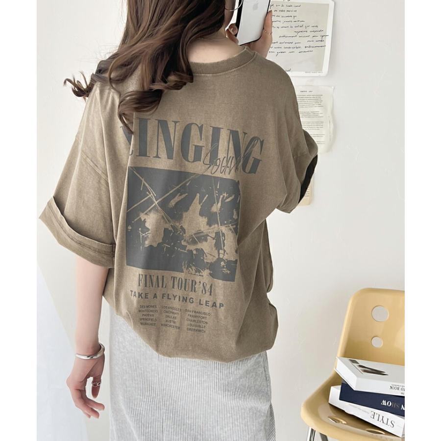トップス Ｔシャツ レディース 綿100% 前後 2way レトロ ヴィンテージ 加工 アシッド ウォッシュ Tee メンズライク ゆったり ビッグシルエット | classicalelf | 07