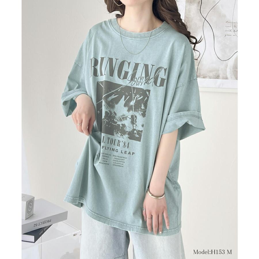 トップス Ｔシャツ レディース 綿100% 前後 2way レトロ ヴィンテージ 加工 アシッド ウォッシュ Tee メンズライク ゆったり ビッグシルエット | classicalelf | 09