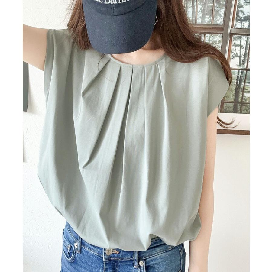 トップス Tシャツ レディース ひんやり 冷感 フレンチ タック スリーブ Tee 華奢見え 二の腕カバー ゆったり ビッグシルエット 着回し オフィス | classicalelf | 11