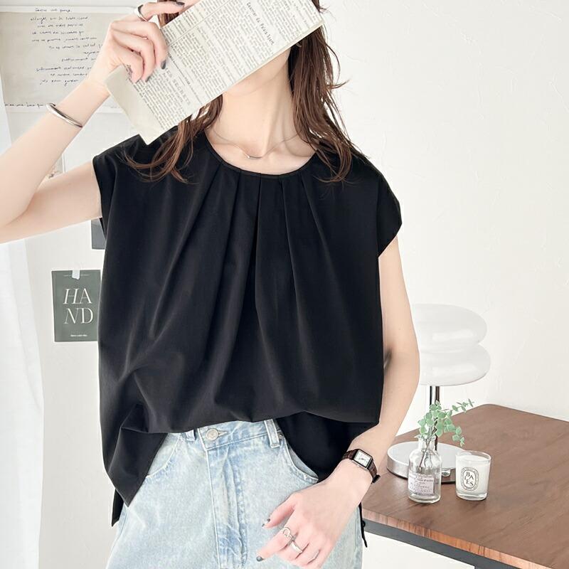 トップス Tシャツ レディース ひんやり 冷感 フレンチ タック スリーブ Tee 華奢見え 二の腕カバー ゆったり ビッグシルエット 着回し オフィス | classicalelf | 18