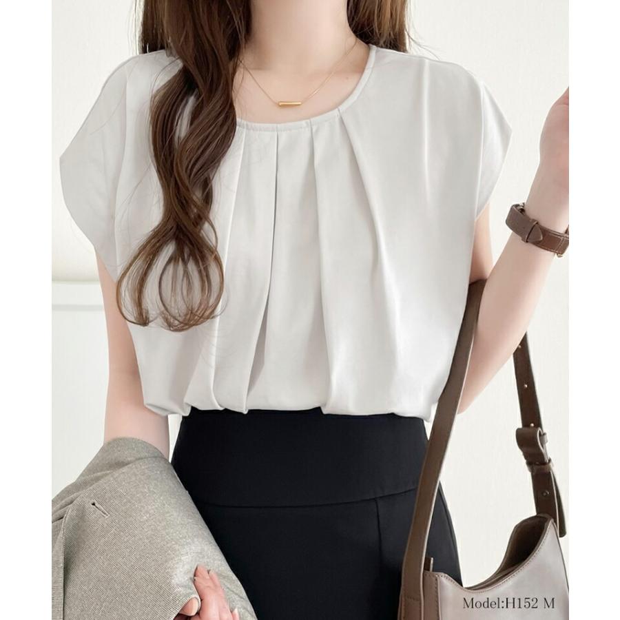 トップス Tシャツ レディース ひんやり 冷感 フレンチ タック スリーブ Tee 華奢見え 二の腕カバー ゆったり ビッグシルエット 着回し オフィス | classicalelf | 02