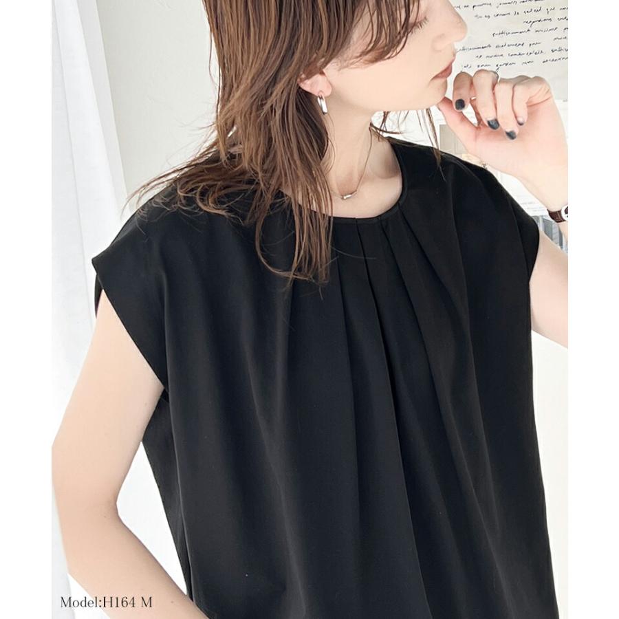 トップス Tシャツ レディース ひんやり 冷感 フレンチ タック スリーブ Tee 華奢見え 二の腕カバー ゆったり ビッグシルエット 着回し オフィス | classicalelf | 05