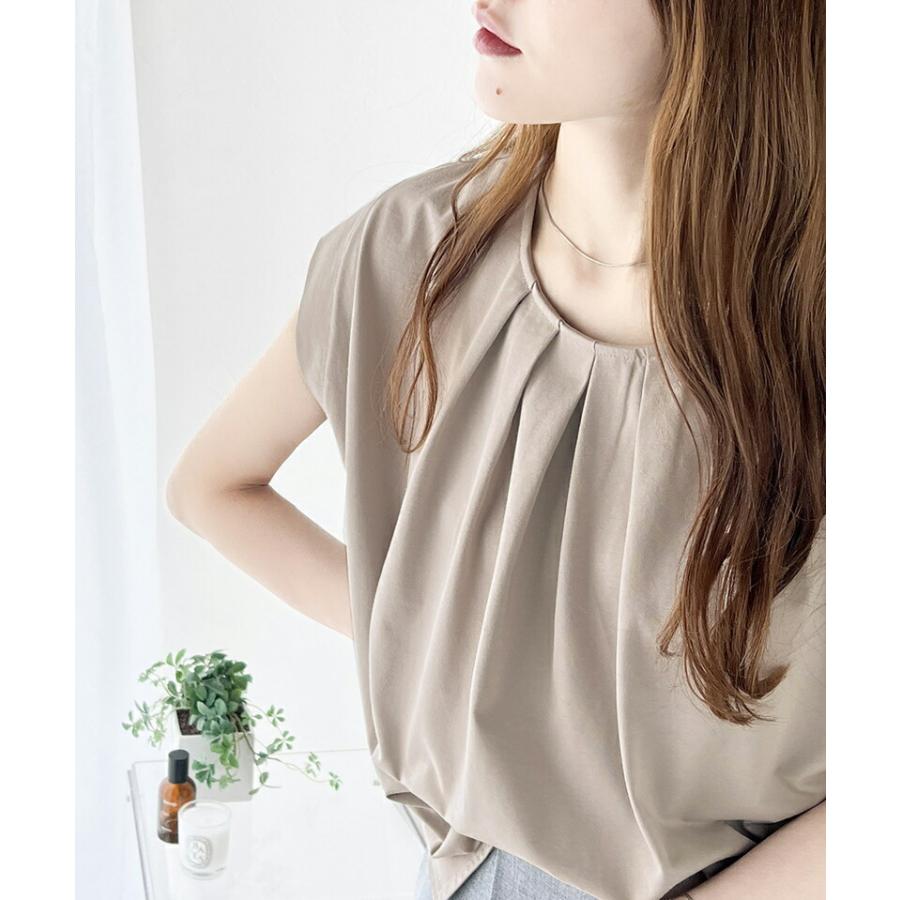 トップス Tシャツ レディース ひんやり 冷感 フレンチ タック スリーブ Tee 華奢見え 二の腕カバー ゆったり ビッグシルエット 着回し オフィス | classicalelf | 09