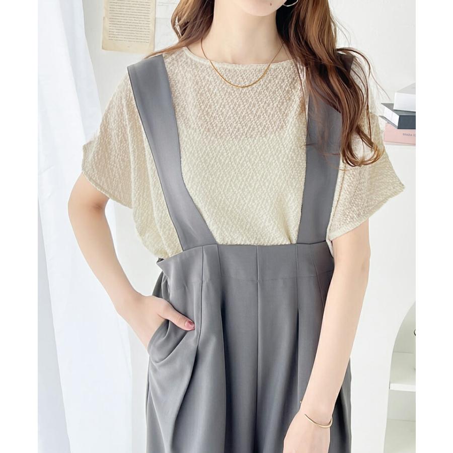 トップス Tシャツ レディース エアリー シャーリング フレンチスリーブ Tee 半袖 涼しげ 程よい 透け感 ボートネック デイリー オフィス | classicalelf | 05