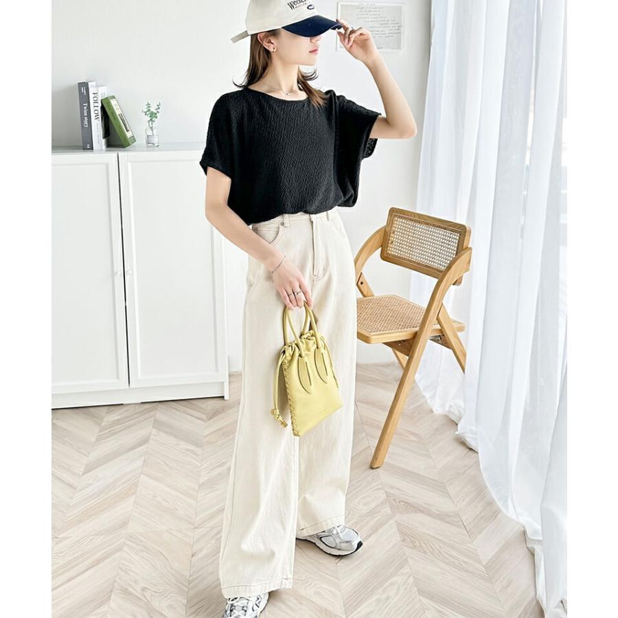 トップス Tシャツ レディース エアリー シャーリング フレンチスリーブ Tee 半袖 涼しげ 程よい 透け感 ボートネック デイリー オフィス | classicalelf | 08