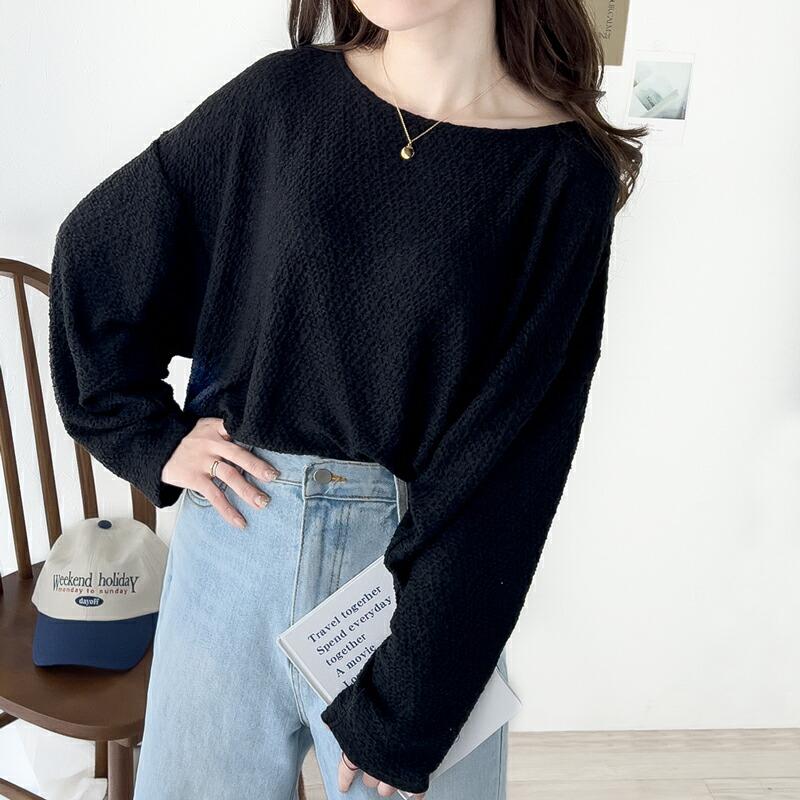 トップス Tシャツ レディース シャーリング 長袖 Tシャツ ドルマンスリーブ ボートネック デイリー 着回し ゆったり ビッグシルエット 華奢見え | classicalelf | 13