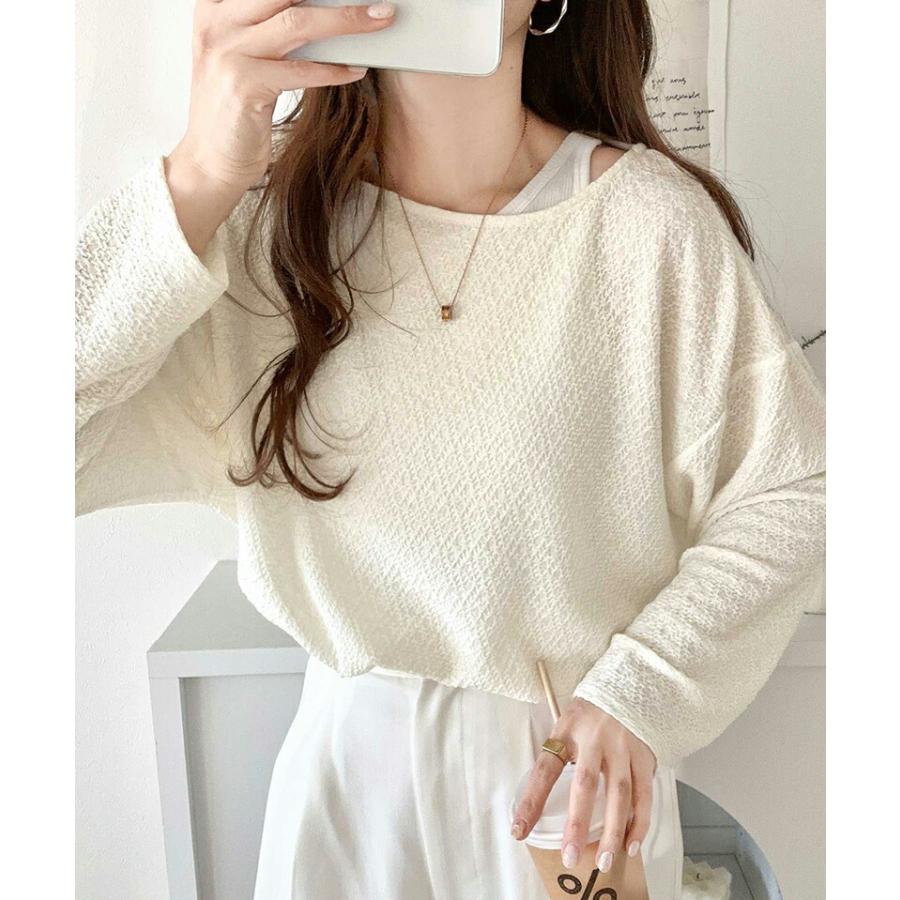 トップス Tシャツ レディース シャーリング 長袖 Tシャツ ドルマンスリーブ ボートネック デイリー 着回し ゆったり ビッグシルエット 華奢見え | classicalelf | 03