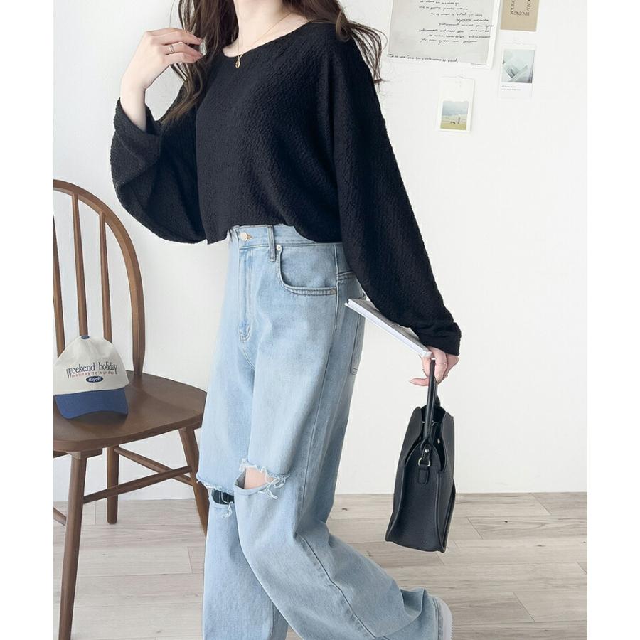 トップス Tシャツ レディース シャーリング 長袖 Tシャツ ドルマンスリーブ ボートネック デイリー 着回し ゆったり ビッグシルエット 華奢見え | classicalelf | 07