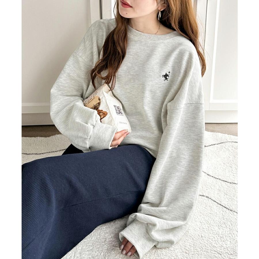 トップス スウェット レディース ワンポイント 胸 刺繍 裏毛 プルオーバー ゆったり オーバーサイズ ビッグシルエット ロングシーズン | classicalelf | 03