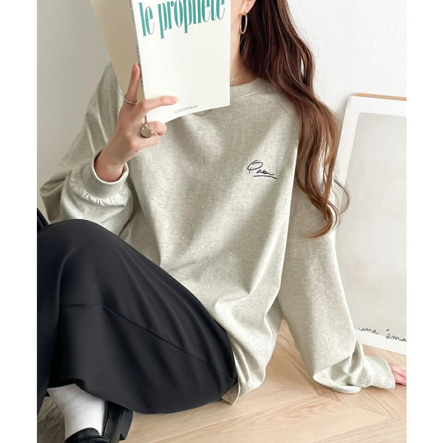 トップス Tシャツ レディース シンプル カジュアル 綿 100% ワンポイント 胸 刺繍 シンプル ロング Tee オーバーサイズ 着回し | classicalelf | 10