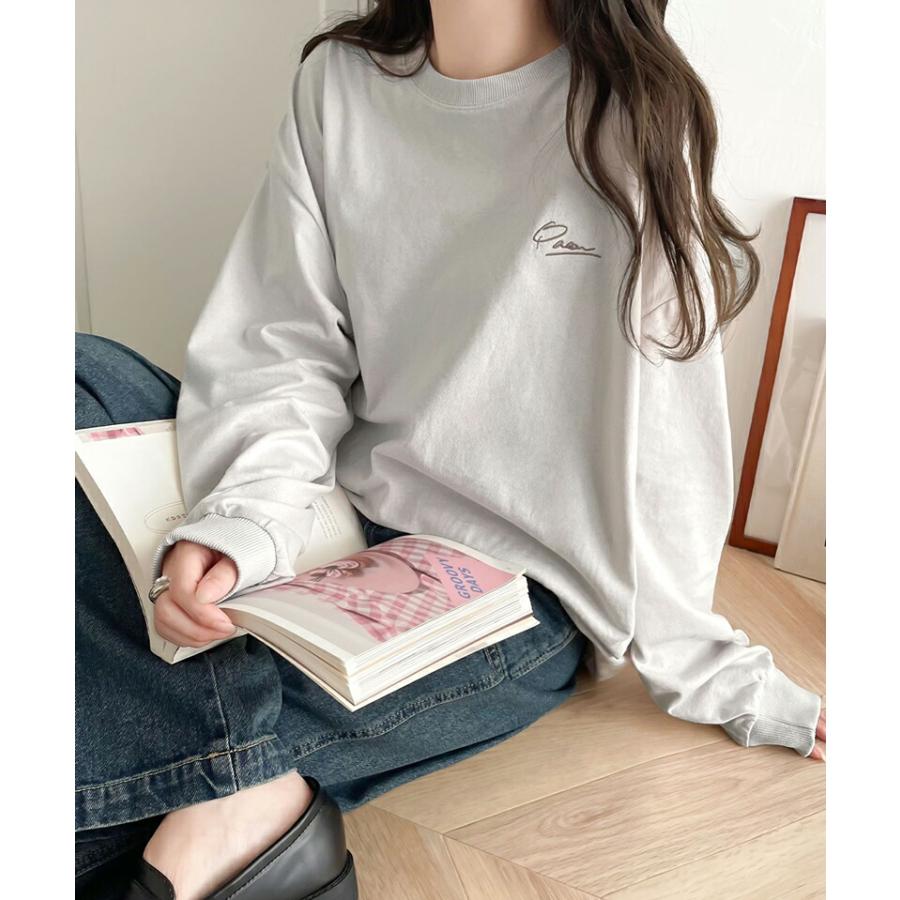 トップス Tシャツ レディース シンプル カジュアル 綿 100% ワンポイント 胸 刺繍 シンプル ロング Tee オーバーサイズ 着回し | classicalelf | 12