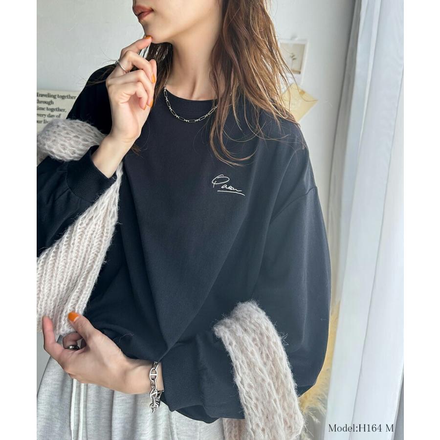 トップス Tシャツ レディース シンプル カジュアル 綿 100% ワンポイント 胸 刺繍 シンプル ロング Tee オーバーサイズ 着回し | classicalelf | 05