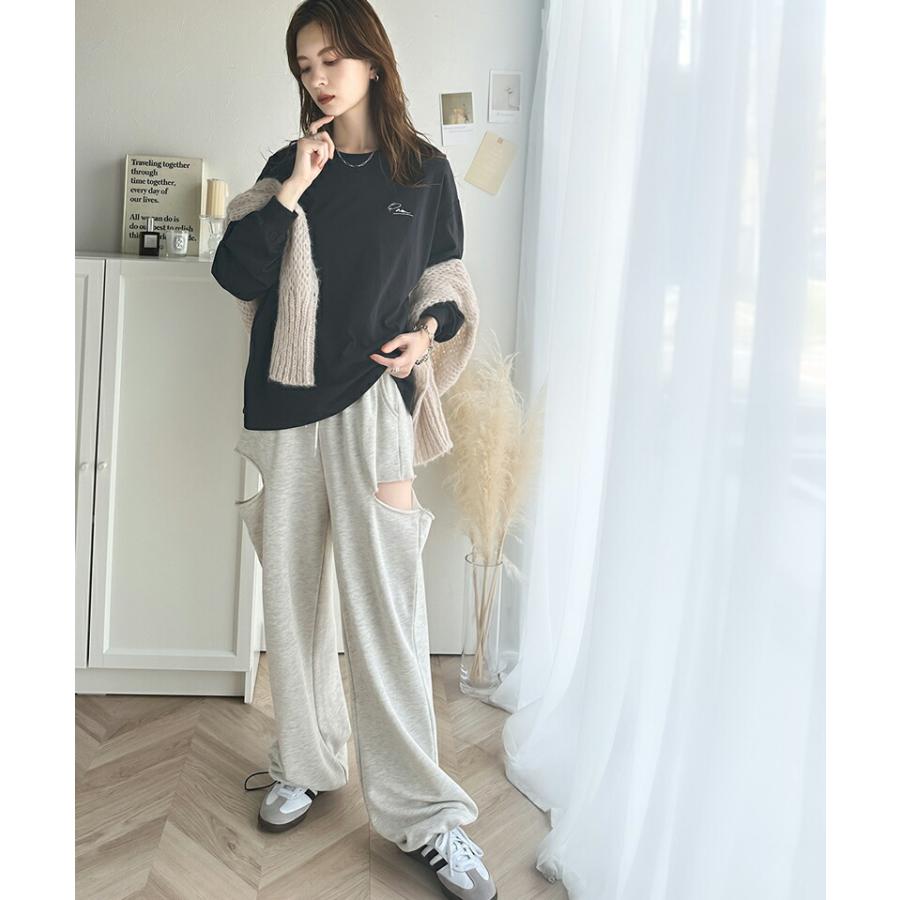 トップス Tシャツ レディース シンプル カジュアル 綿 100% ワンポイント 胸 刺繍 シンプル ロング Tee オーバーサイズ 着回し | classicalelf | 06