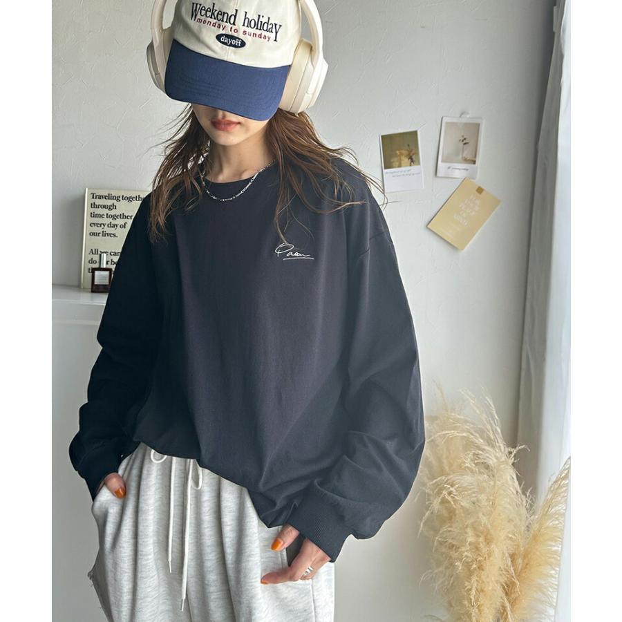 トップス Tシャツ レディース シンプル カジュアル 綿 100% ワンポイント 胸 刺繍 シンプル ロング Tee オーバーサイズ 着回し | classicalelf | 07