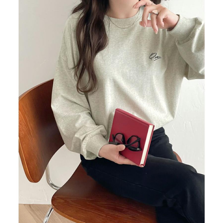 トップス Tシャツ レディース シンプル カジュアル 綿 100% ワンポイント 胸 刺繍 シンプル ロング Tee オーバーサイズ 着回し | classicalelf | 09