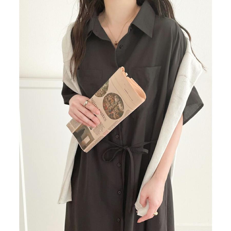 ワンピース レディース エアリー タッチ シャツ ワンピ UVカット 吸水速乾 PL気流染め 綿タッチ ウエスト リボン 袖 ロールアップ 体型カバー | classicalelf | 07