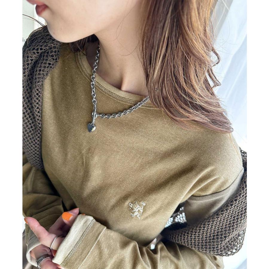 トップス Tシャツ レディース 長袖 ロンT 綿100% バイカラー ワンポイント 刺繍 ヴィンテージライク 配色 レイヤードコーデ メンズ ユニセックス | classicalelf | 12