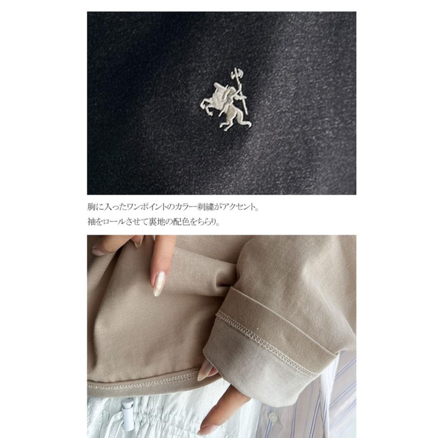 トップス Tシャツ レディース 長袖 ロンT 綿100% バイカラー ワンポイント 刺繍 ヴィンテージライク 配色 レイヤードコーデ メンズ ユニセックス | classicalelf | 14