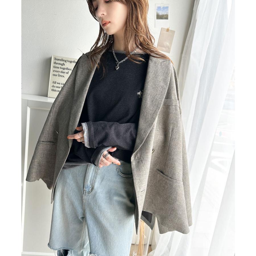 トップス Tシャツ レディース 長袖 ロンT 綿100% バイカラー ワンポイント 刺繍 ヴィンテージライク 配色 レイヤードコーデ メンズ ユニセックス | classicalelf | 06