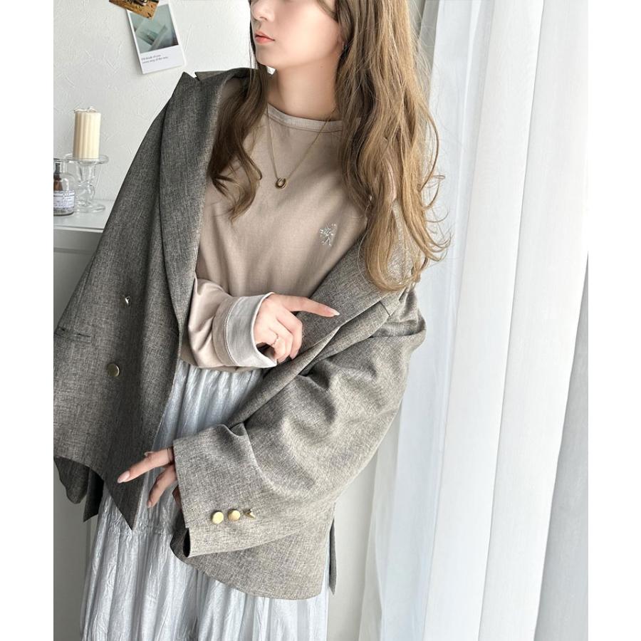 トップス Tシャツ レディース 長袖 ロンT 綿100% バイカラー ワンポイント 刺繍 ヴィンテージライク 配色 レイヤードコーデ メンズ ユニセックス | classicalelf | 09