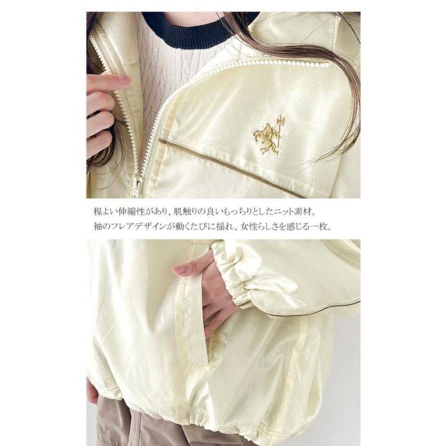 アウター ジャケット レディース 軽量 胸 刺繍 配色 パイピング ハーフ ジップ プルオーバー 中綿 ブルゾン 羽織り オーバーサイズ | classicalelf | 13