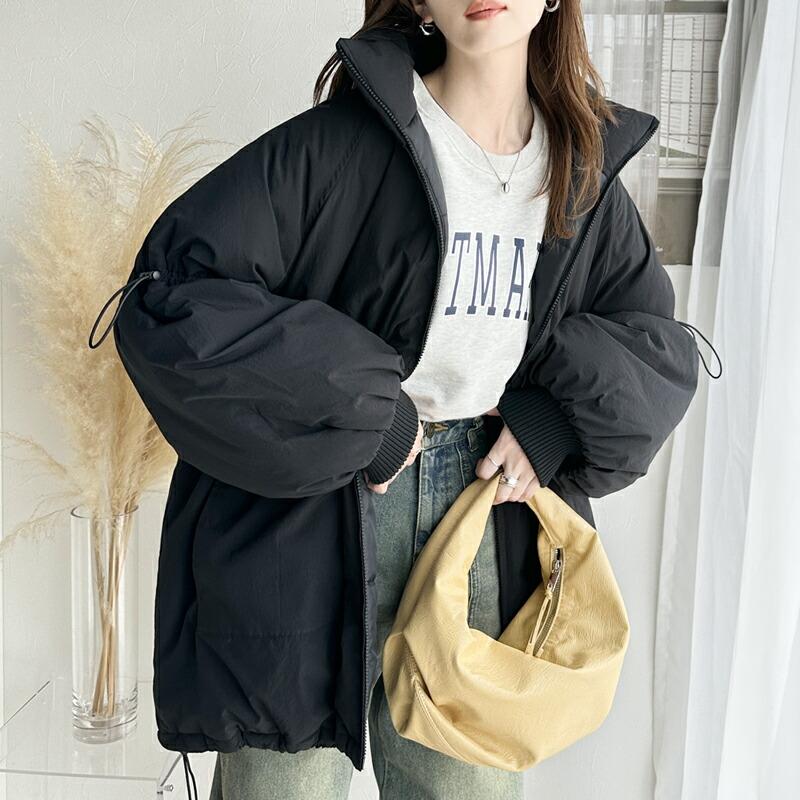 アウター ジャケット レディース スタンド ドロスト 袖 ボリューム 中綿 ブルゾン コート パディングコート 男女兼用 ユニセックス メンズ | classicalelf | 18