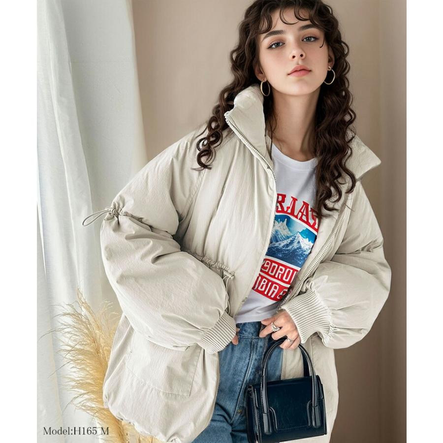 アウター ジャケット レディース スタンド ドロスト 袖 ボリューム 中綿 ブルゾン コート パディングコート 男女兼用 ユニセックス メンズ | classicalelf | 02