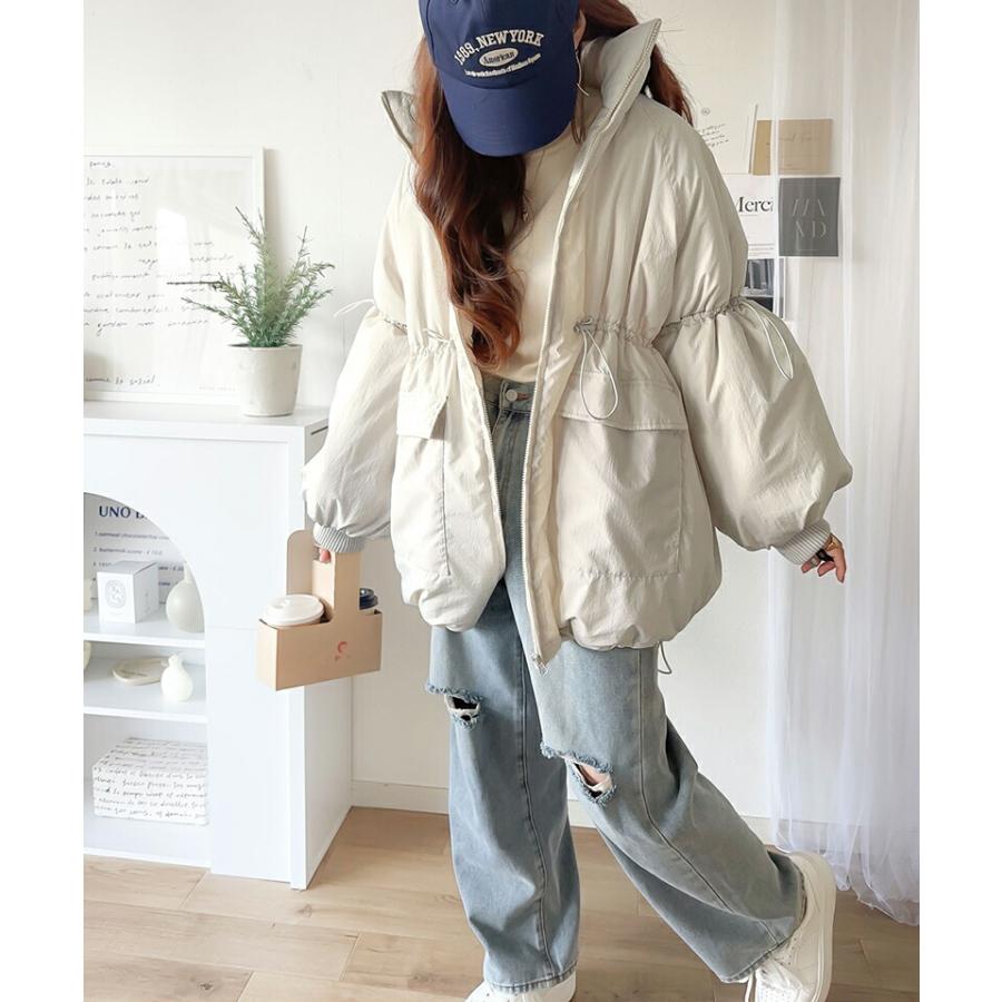 アウター ジャケット レディース スタンド ドロスト 袖 ボリューム 中綿 ブルゾン コート パディングコート 男女兼用 ユニセックス メンズ | classicalelf | 04