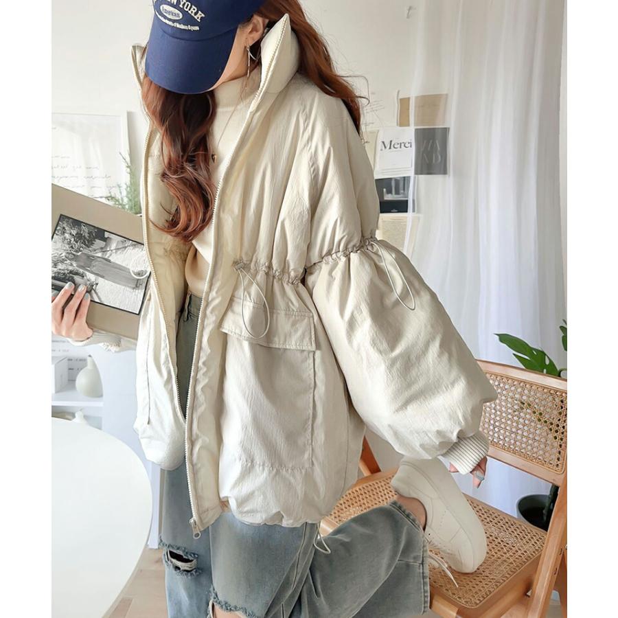 アウター ジャケット レディース スタンド ドロスト 袖 ボリューム 中綿 ブルゾン コート パディングコート 男女兼用 ユニセックス メンズ | classicalelf | 05