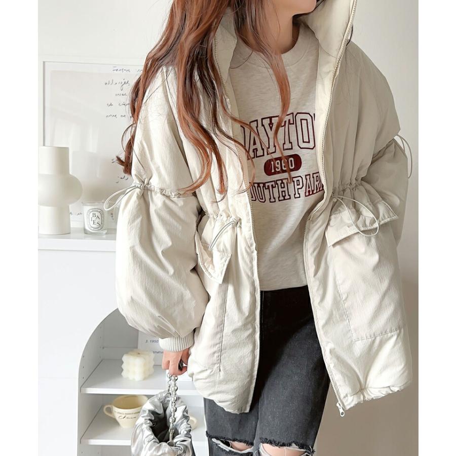 アウター ジャケット レディース スタンド ドロスト 袖 ボリューム 中綿 ブルゾン コート パディングコート 男女兼用 ユニセックス メンズ | classicalelf | 06